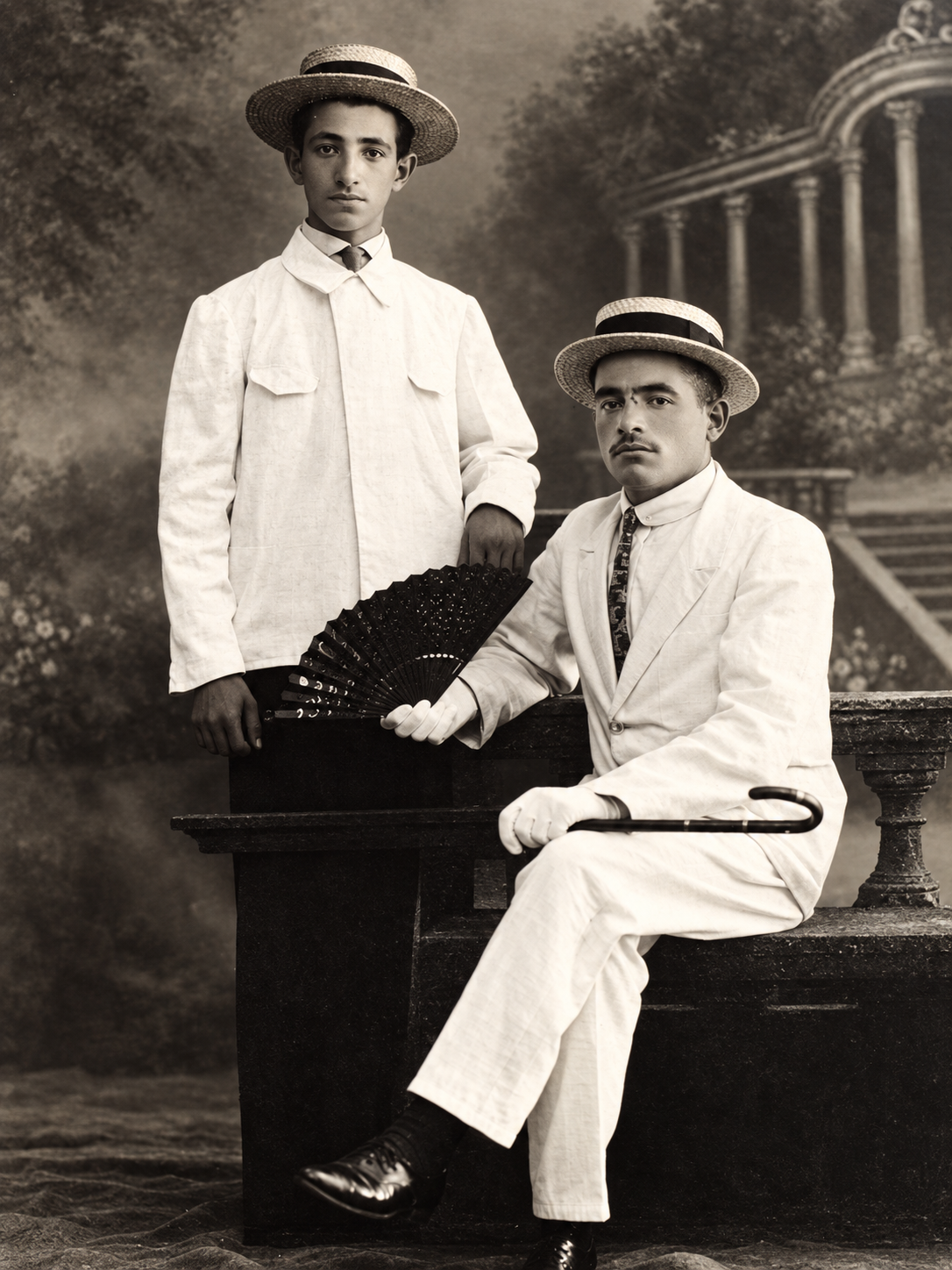 Uncle Leb (seated) with Zaide (Dov Bear Kasachkoff) standing in Harbin.